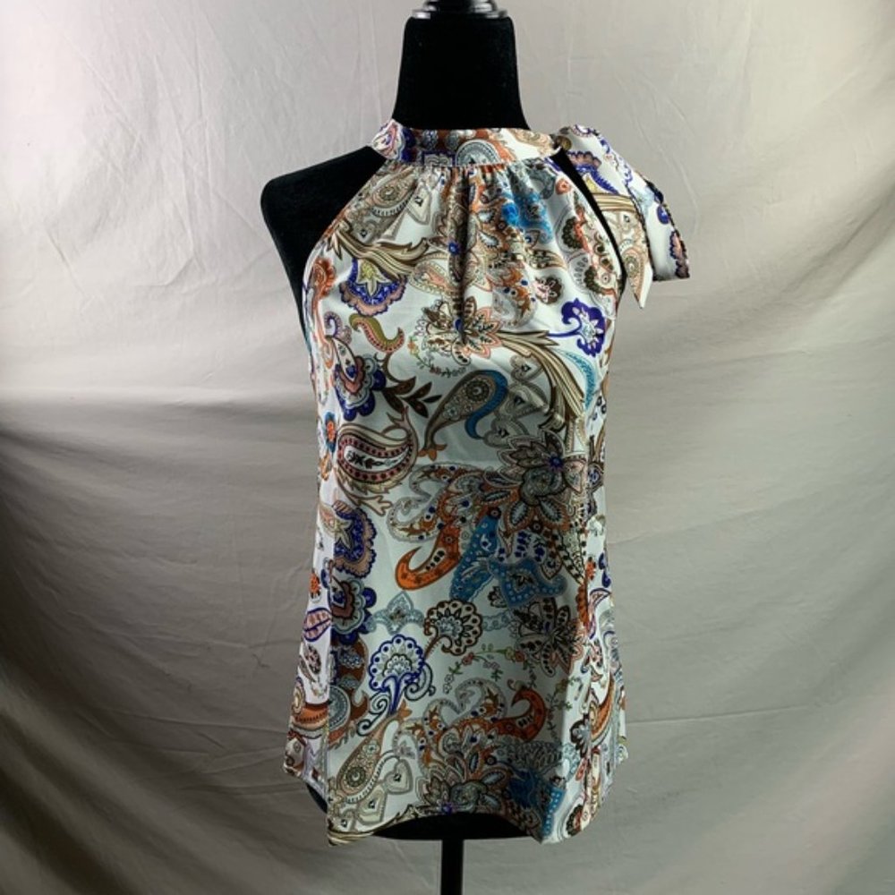 Boho Paisley Print Halter Neck Blouse - Picture 6 of 7